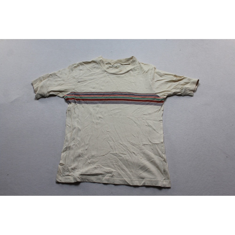 Madewell T-Shirt Womens Small Cream Excellent Striped Crew Neck Short Sleeve